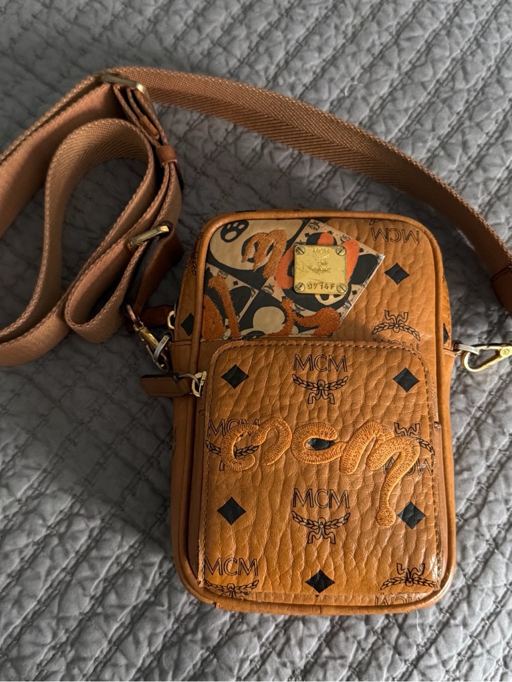 MCM Berlin Bear Embroidered Crossbody GUC